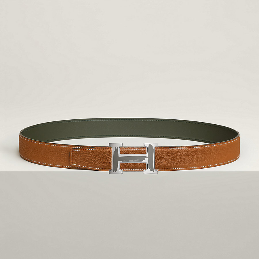 Brush belt buckle & Reversible leather strap 32 mm