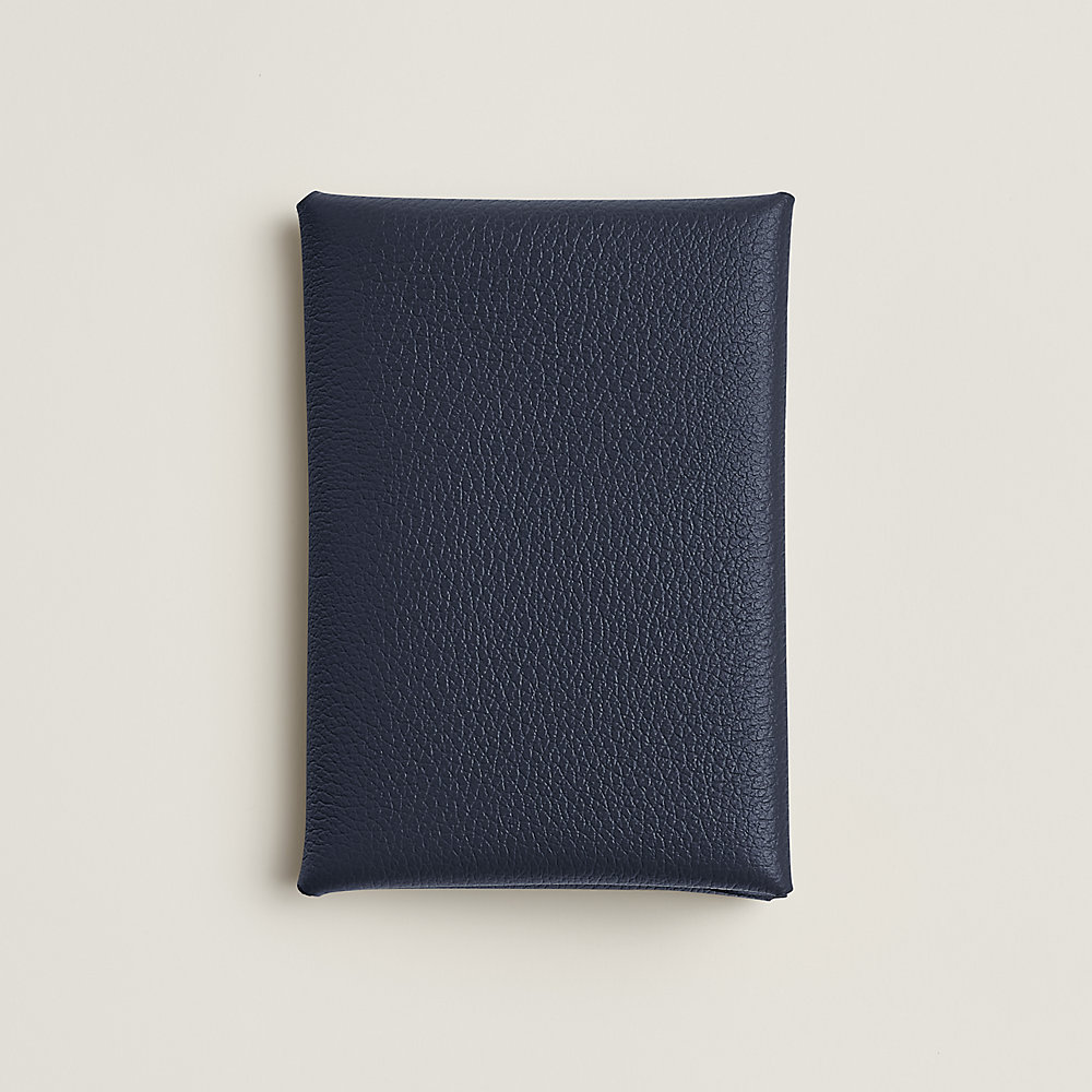 Calvi Duo Compact card holder - Blue | Hermès Mainland China Calvi Duo Compact card holder - Blue | Hermès Mainland China