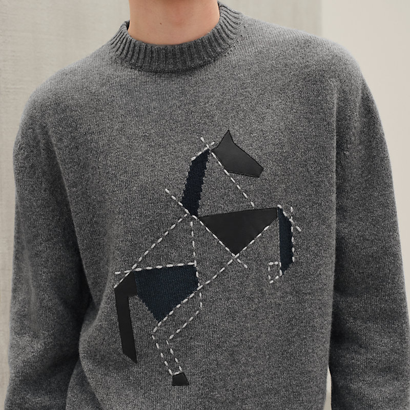 Cashmere "Cheval tangram" crewneck sweater