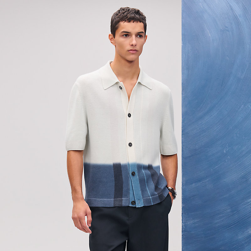 Cashmere "Rayures plongees" short-sleeve polo shirt
