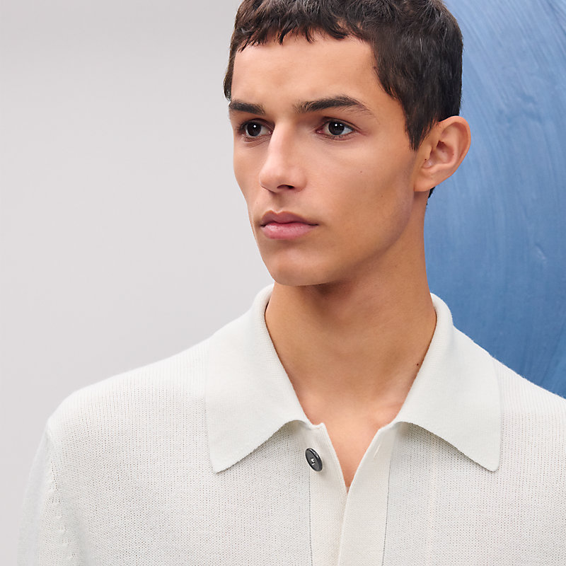 Cashmere "Rayures plongees" short-sleeve polo shirt