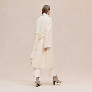 極美品★HERMES★ガウン★ホワイトコーデ★ベルト付★ニット★コート Cashmere wrap coat - White | Hermès Mainland China