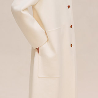 Cashmere wrap coat - White | Hermès Mainland China