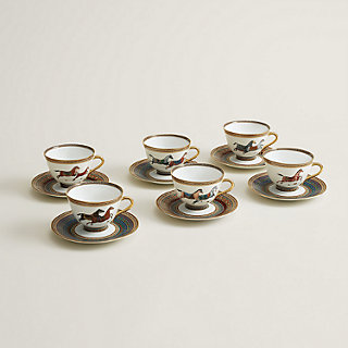 Espresso Cup With Saucer, Mini Bone China Tea Cup, Set of 6 Pieces