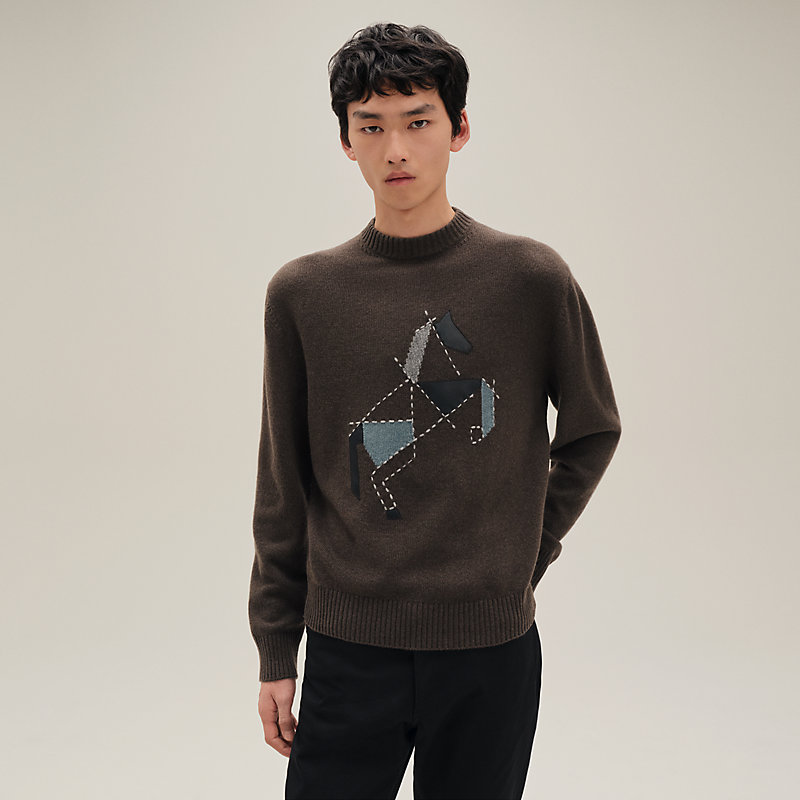 “Cheval tangram”山羊绒圆领针织衫