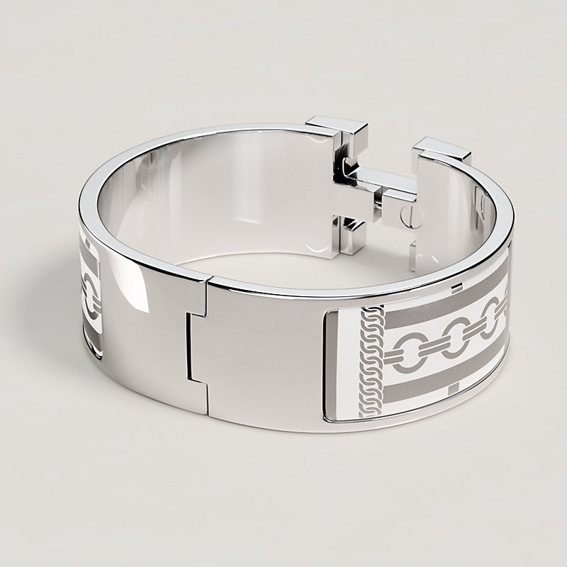 “Clic Clac H格子花呢与链条Obliques”手镯