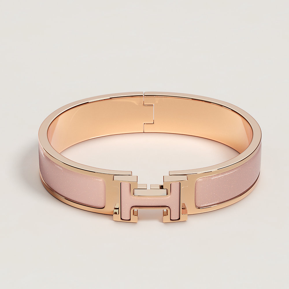Clic H glitter bracelet - Pink | Hermès Mainland China