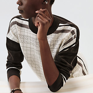 【HERMES】Coaching Deja Vuプリント Twillaine半袖セーター Coaching Deja Vu