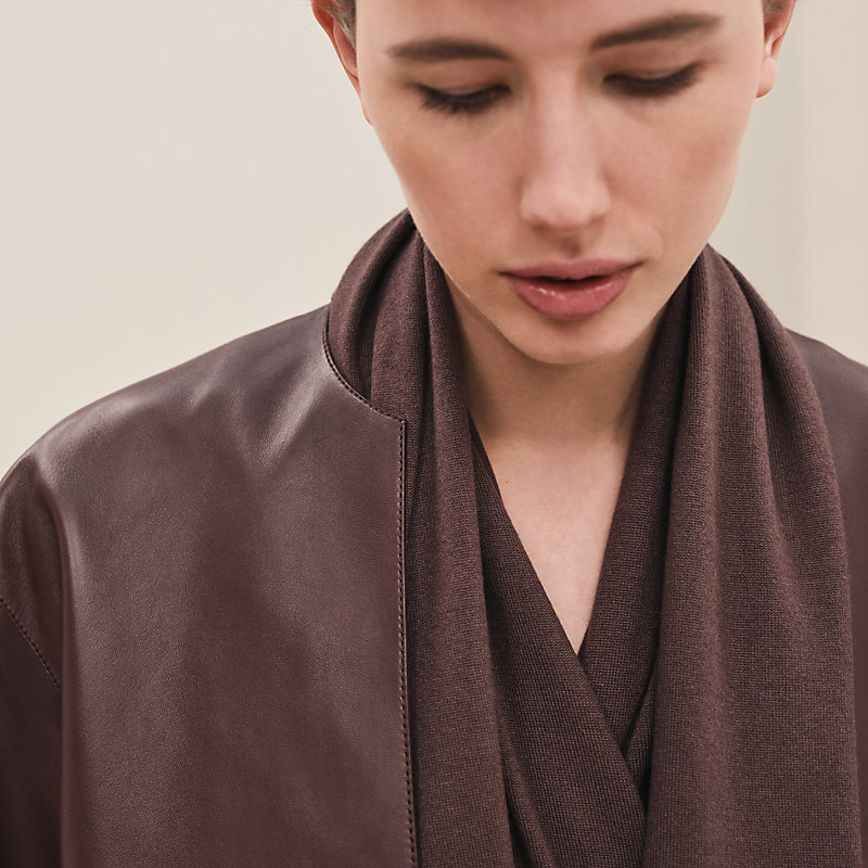 Collarless jacket with knit detail | Hermès Mainland China