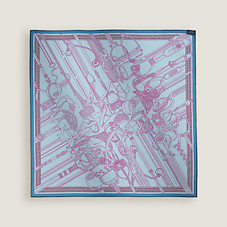 Concours d'Etriers Remix double face scarf 70 Blue Hermès