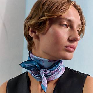 Concours d'Etriers Remix double face scarf 70 Blue Hermès
