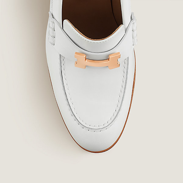 hermes white loafers