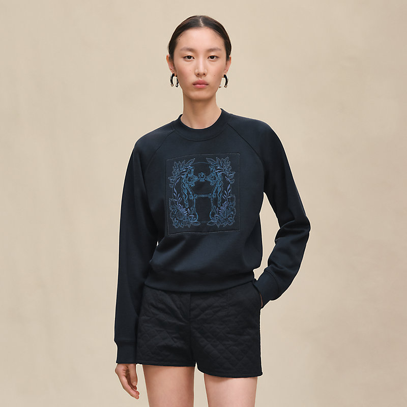 "Della Cavalleria" raglan sleeve embroidered sweatshirt