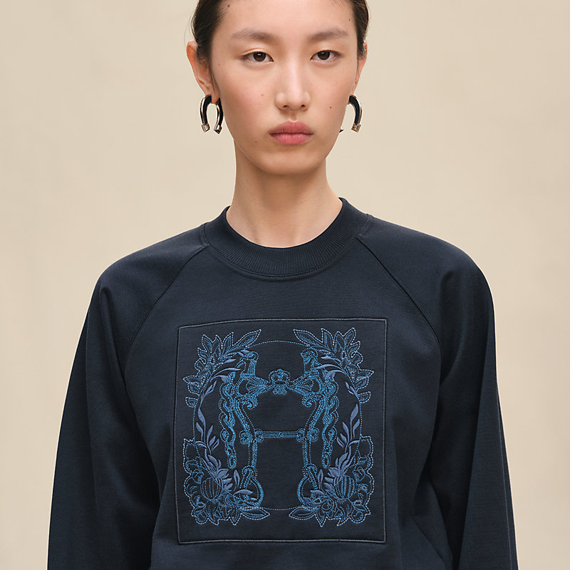 "Della Cavalleria" raglan sleeve embroidered sweatshirt