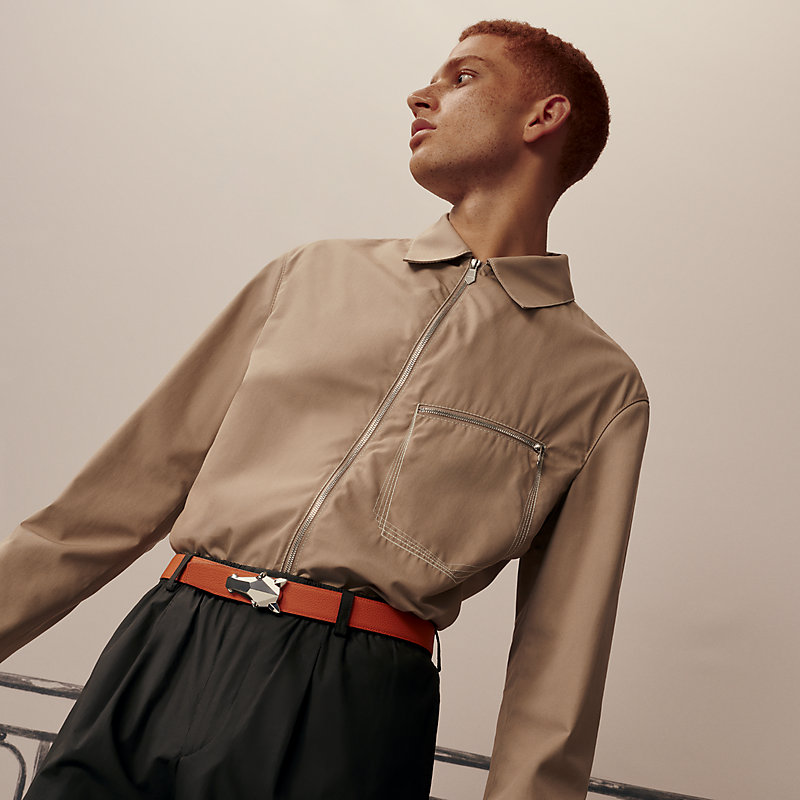 Destrier belt buckle & Contrast reversible leather strap 32&nbsp;mm