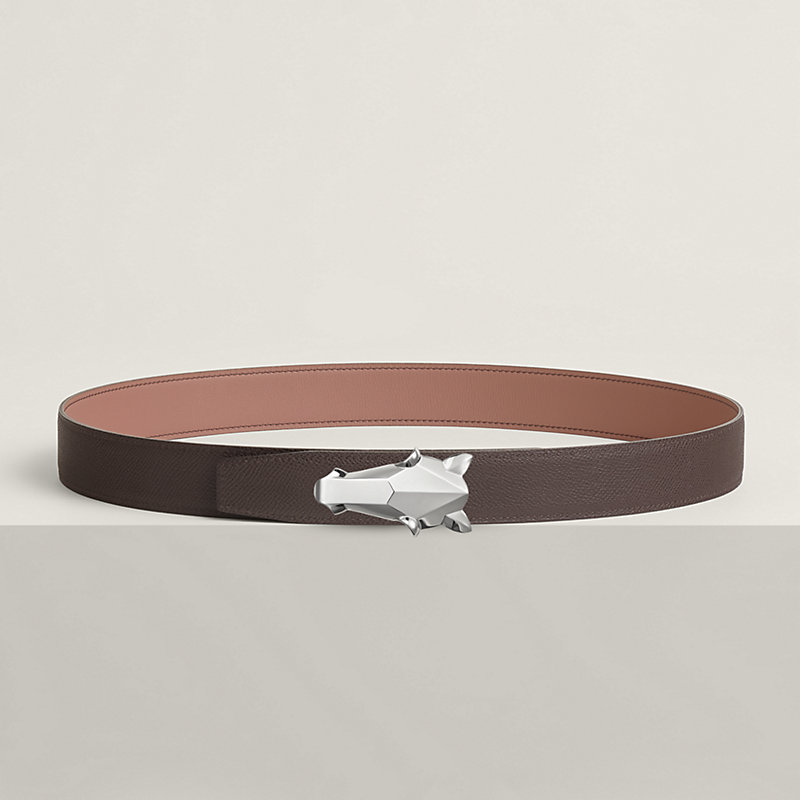 Destrier belt buckle & Reversible leather strap 32 mm