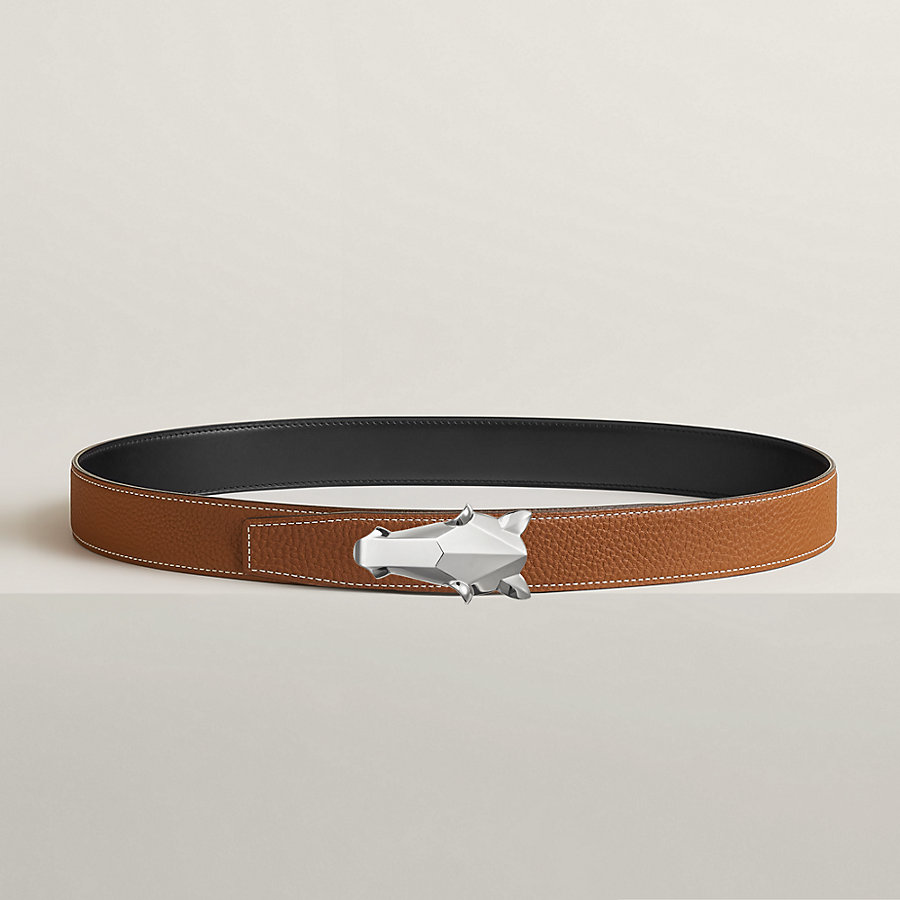 Destrier belt buckle & Reversible leather strap 32 mm