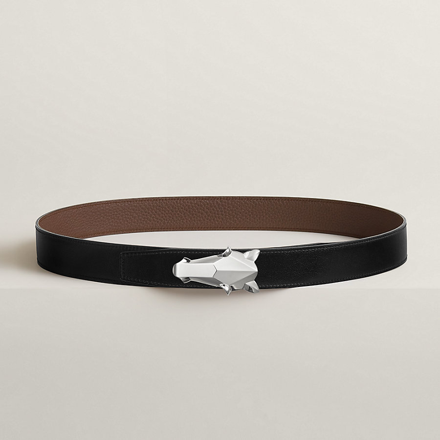 Destrier belt buckle & Reversible leather strap 32 mm