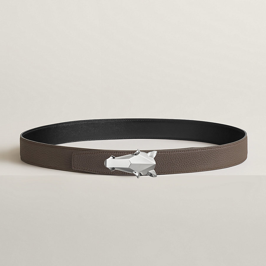 Destrier belt buckle & Reversible leather strap 32 mm