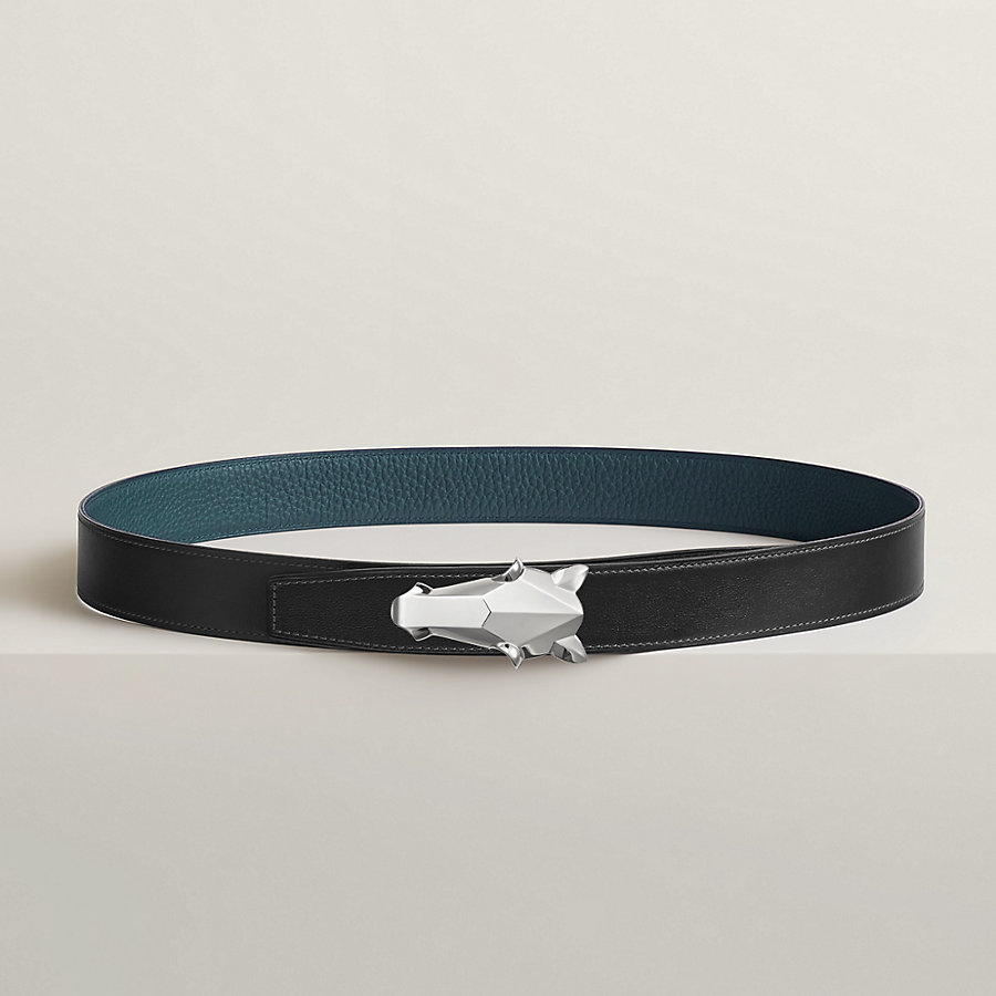 Destrier belt buckle & Reversible leather strap 32 mm