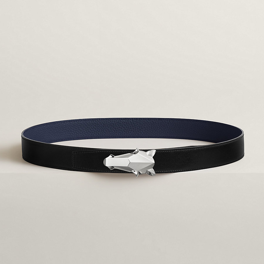 Destrier belt buckle & Reversible leather strap 32 mm