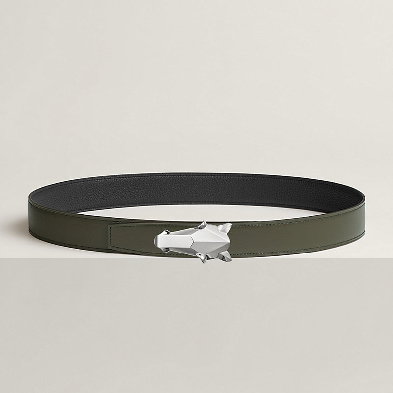 Destrier belt buckle & Reversible leather strap 32 mm
