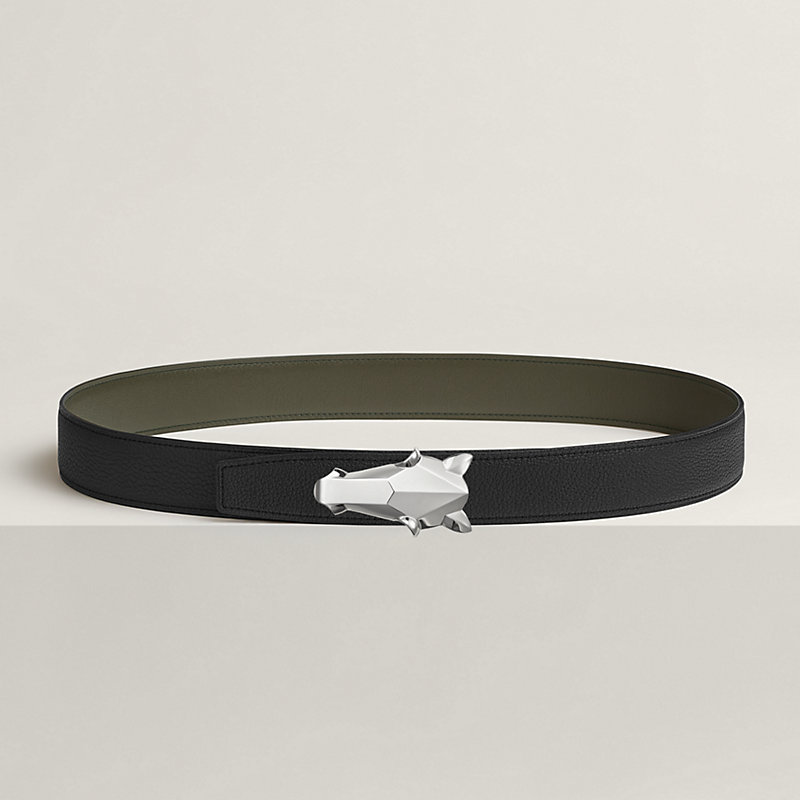 Destrier belt buckle & Reversible leather strap 32 mm
