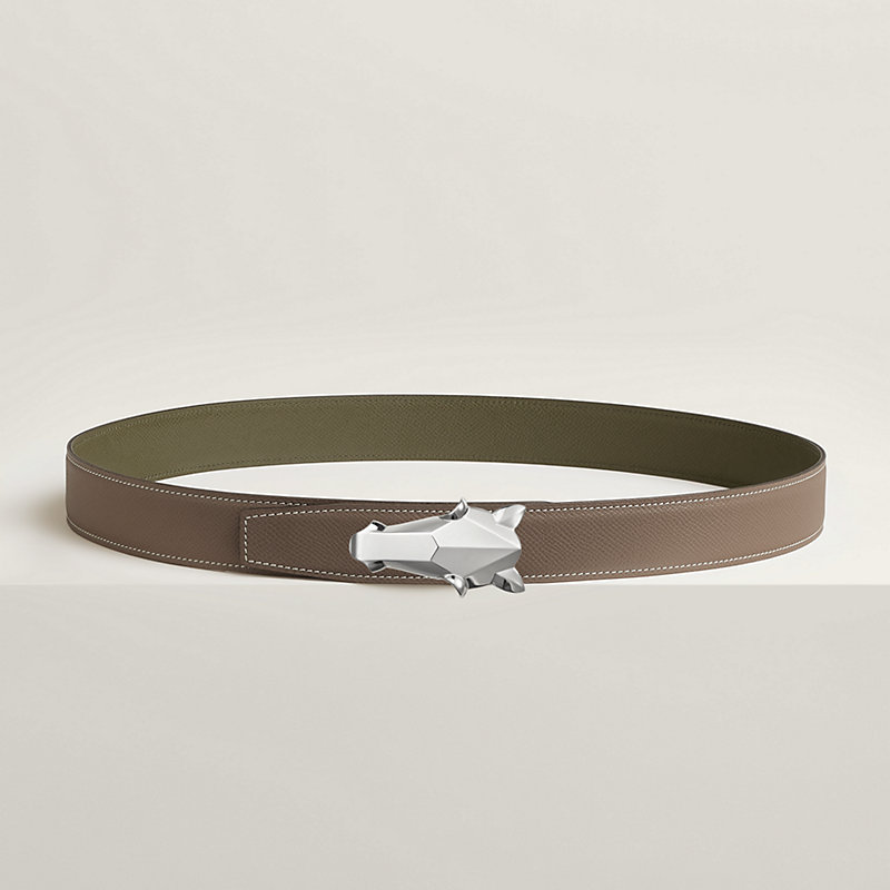 Destrier belt buckle & Reversible leather strap 32 mm