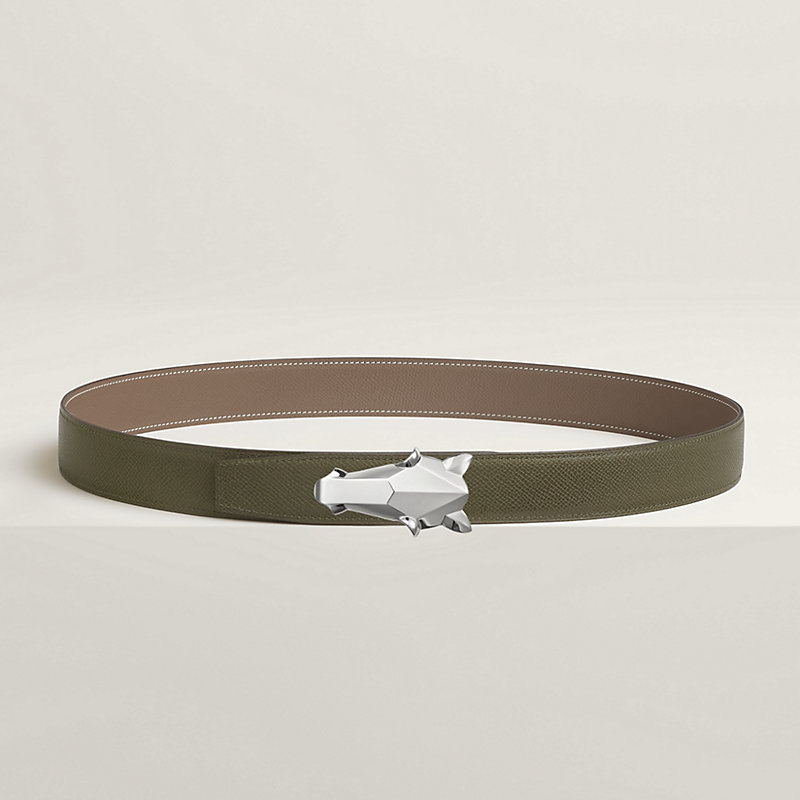 Destrier belt buckle & Reversible leather strap 32 mm