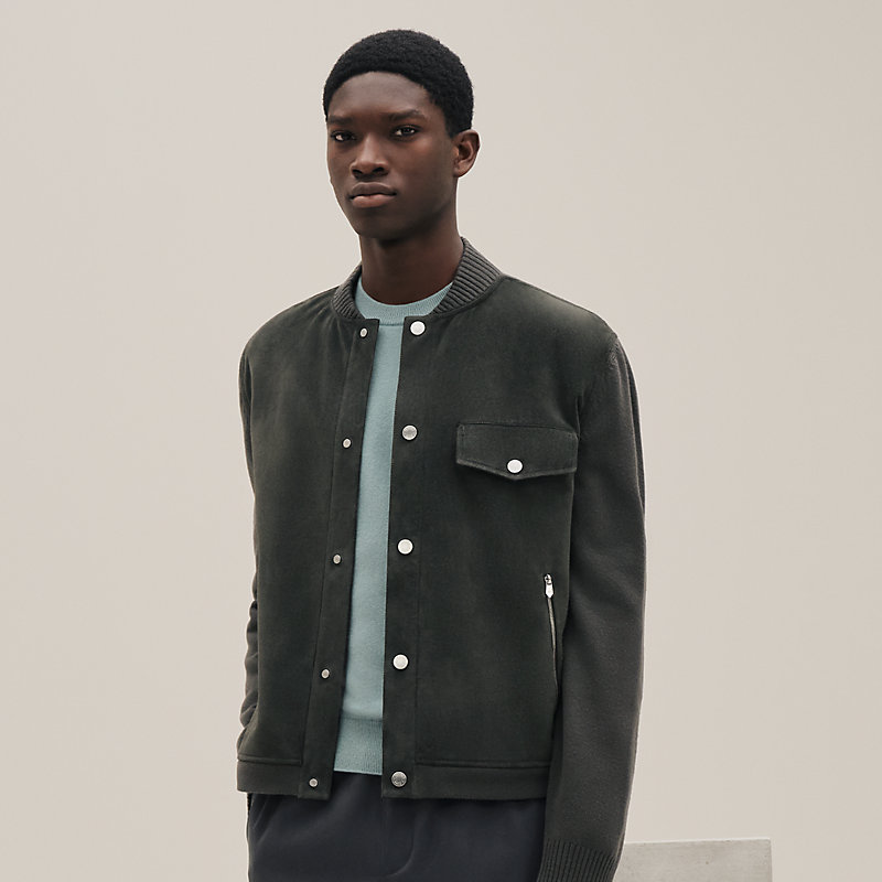 "Devant cuir" buttoned jacket