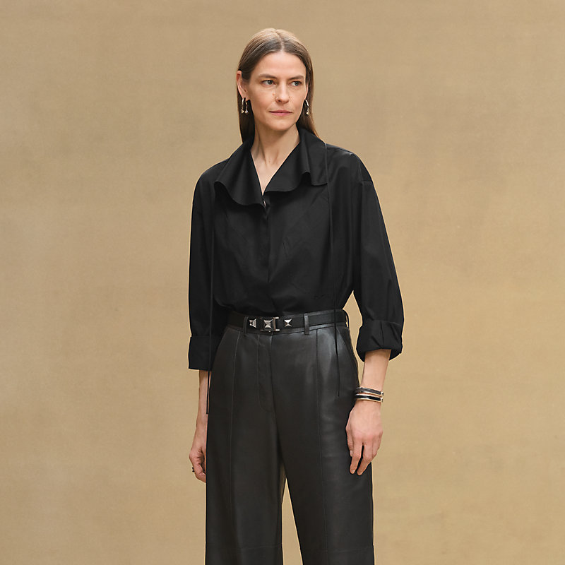Draped collar shirt