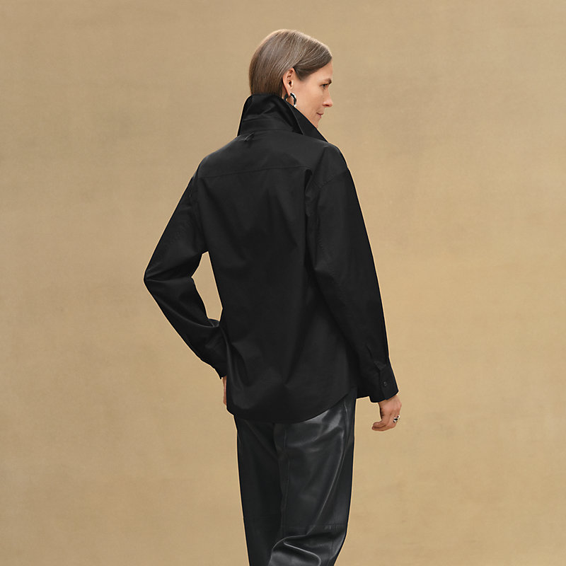 Draped collar shirt