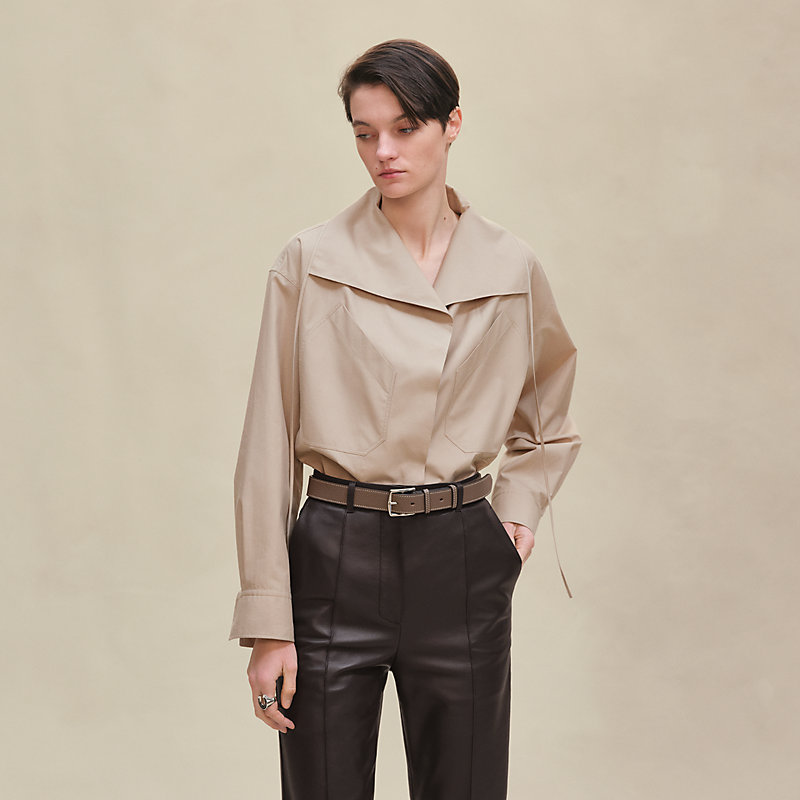 Draped collar shirt