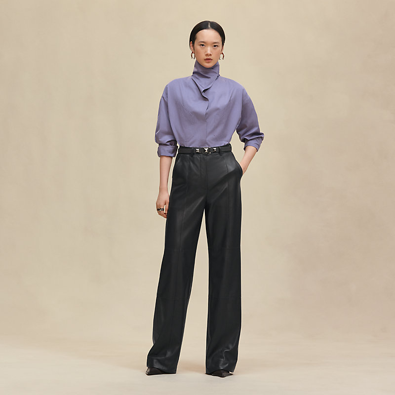 Draped collar shirt