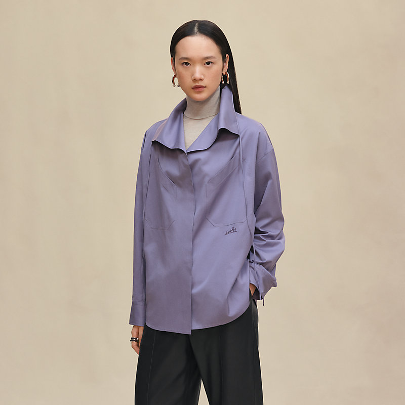 Draped collar shirt