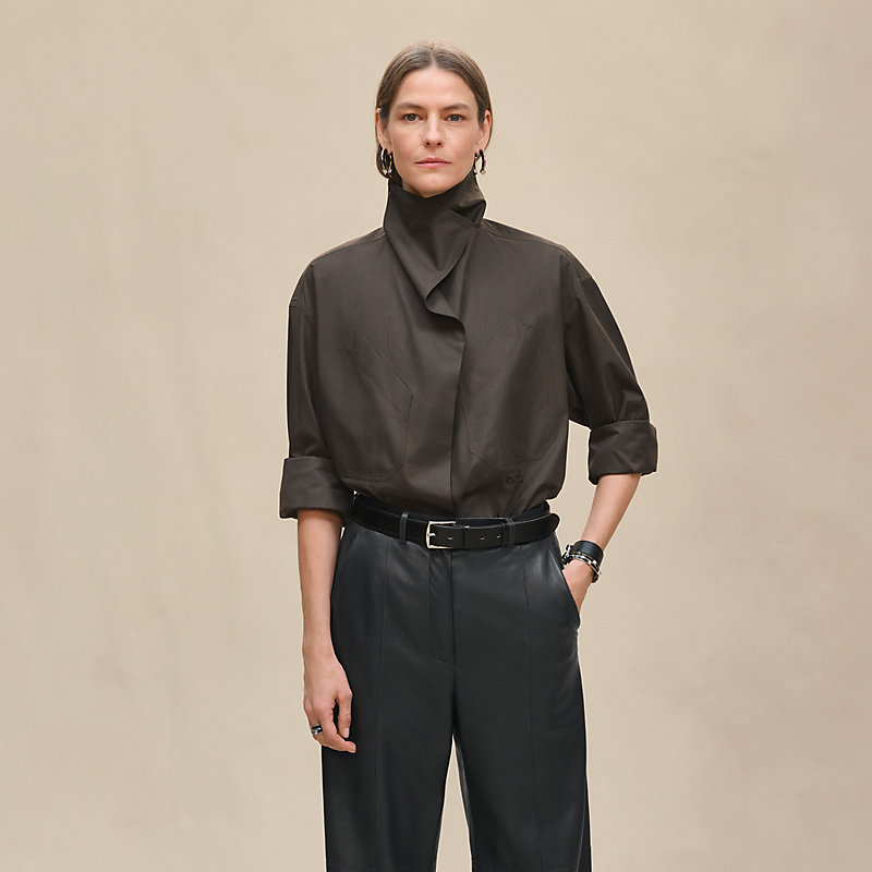 Draped collar shirt