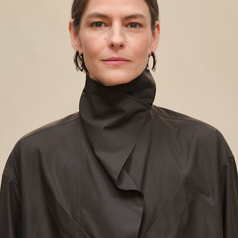 Draped collar shirt
