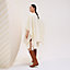 View: Worn, Embroidered cashmere cape with leather detail
