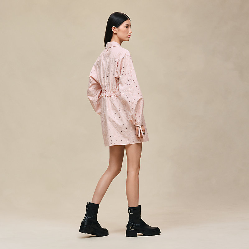 Embroidered drawstring dress