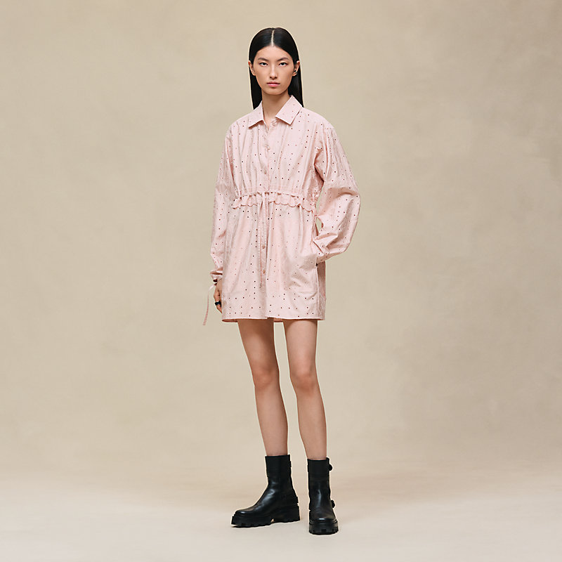 Embroidered drawstring dress