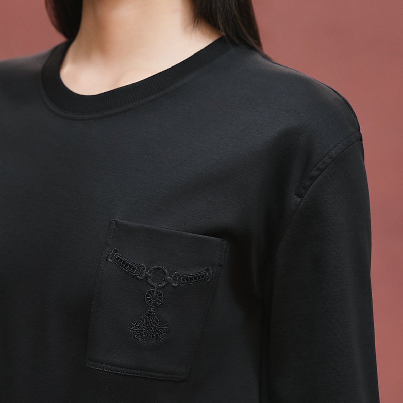 Embroidered pocket flared dress