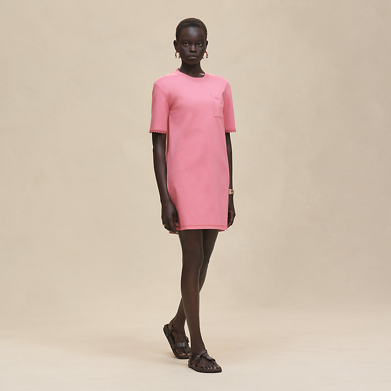 Embroidered pocket flared dress
