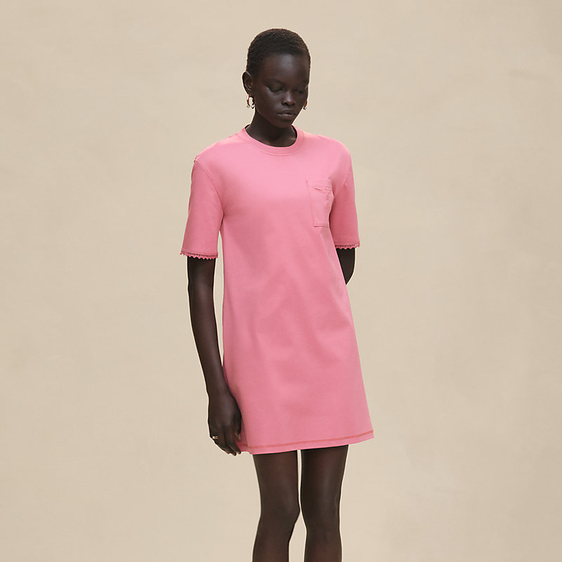 Embroidered pocket flared dress
