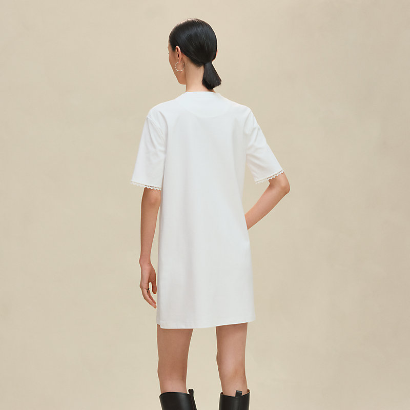 Embroidered pocket flared dress