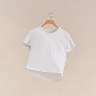 Embroidered pocket t-shirt - White | Hermès Mainland China