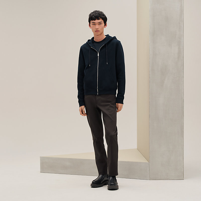 "Ex-Libris" hooded sweater with silk detail