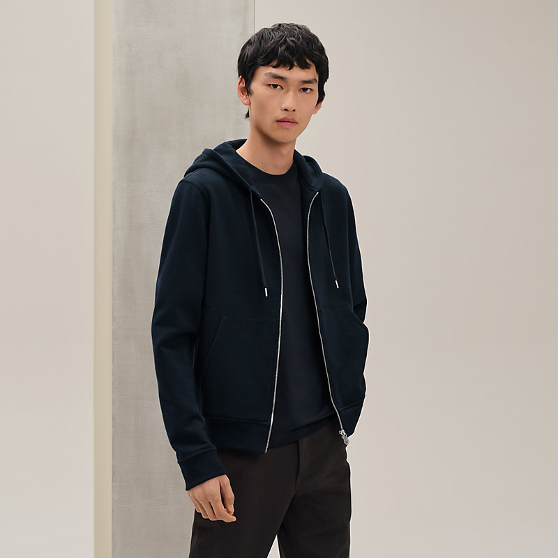 "Ex-Libris" hooded sweater with silk detail