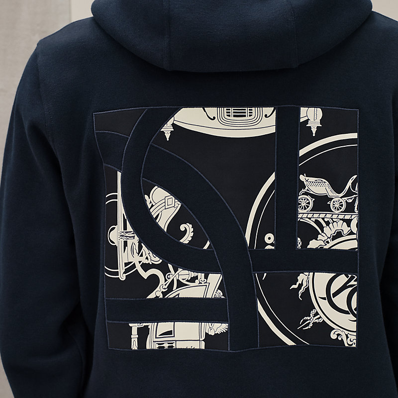 "Ex-Libris" hooded sweater with silk detail