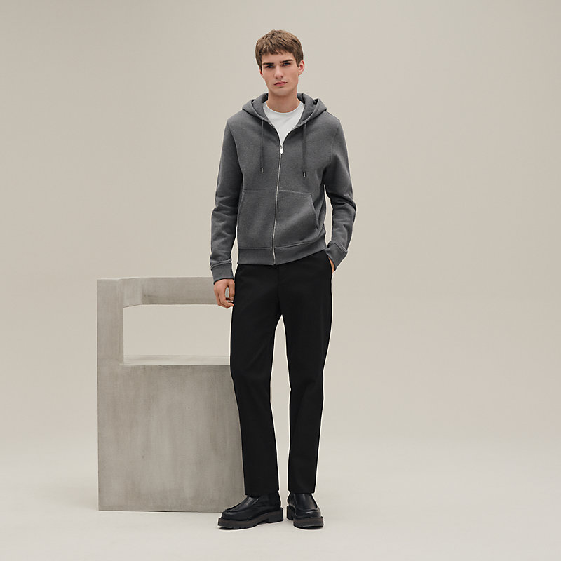 "Ex-Libris" hooded sweater with silk detail