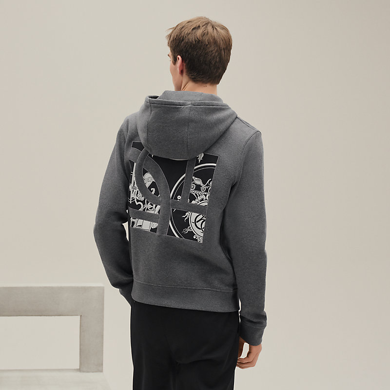 "Ex-Libris" hooded sweater with silk detail